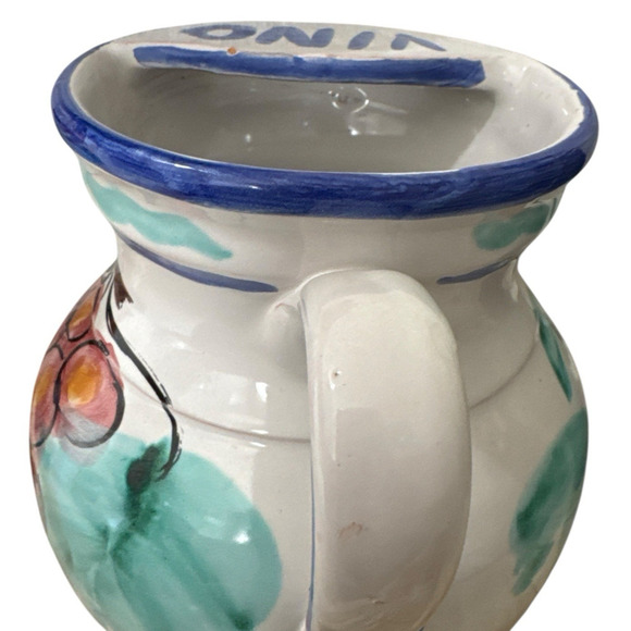 Vintage Vietri Hand Painted  Wine Jug Ceramic Vino Pitcher Made in Italy - Picture 8 of 13